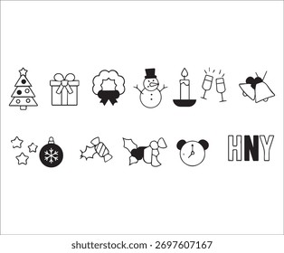 Feliz navidad iconos colección Vector EPS Archivo