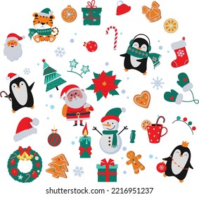 Merry Christmas Icons Elements Set 1 (Editable file) - Vector Illustration