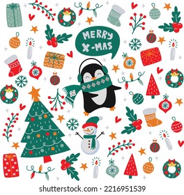 Merry Christmas Icons Elements Set 2 (archivo editable) - Ilustración vectorial