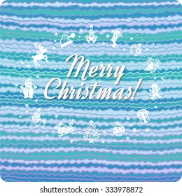 Merry Christmas! Christmas icons on a woolen background.
