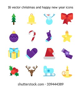 Merry Christmas icons set. Happy new year symbols. Winter holiday signs. Vector  Christmas template. Christmas card. Christmas banner. Christmas print