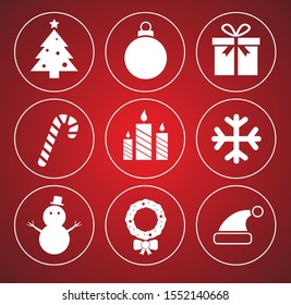 Merry christmas icons set and new year vector. Xmas symbols and signs