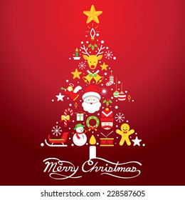 Merry Christmas, Icons in Christmas Tree Shape