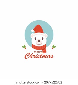 Merry Christmas illustration, for banner or sticker, simple flat vector design.