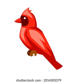 Merry Christmas illustration of bird red cardinal. Holiday icon in cartoon style.