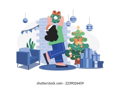 Merry Christmas Illustration concept on white background