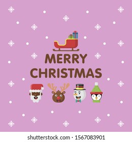 Merry christmas illustration with flat icon vector