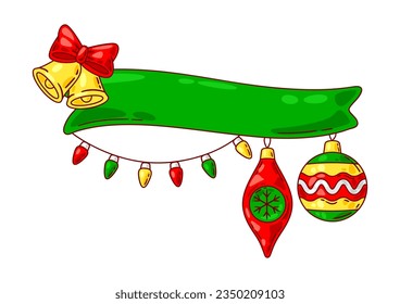 Merry Christmas illustration. Holiday objects in cartoon style.