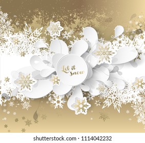 Merry Christmas illustration with many snowflakes on abstract background.