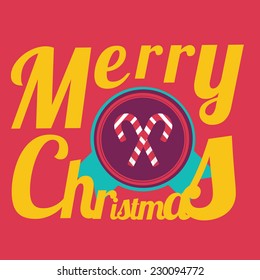Merry Christmas illustration over color background