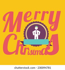 Merry Christmas illustration over color background