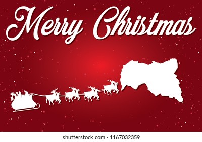 A Merry Christmas Illustration with Santa landing in the Country of Central African Republic