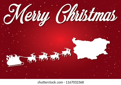 A Merry Christmas Illustration with Santa landing in the Country of Bulgaria