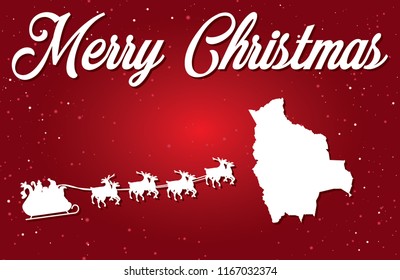 A Merry Christmas Illustration with Santa landing in the Country of Bolivia