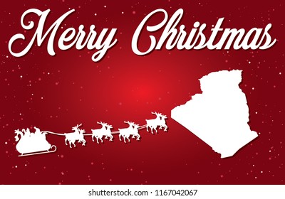 Merry Christmas Illustration with Santa landing in the Country of Algeria