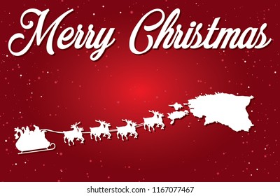 A Merry Christmas Illustration with Santa landing in the Country of Estonia