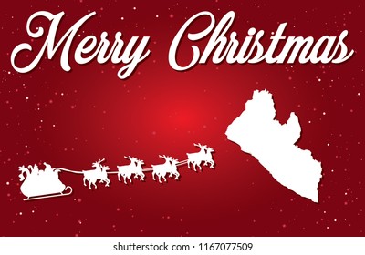 A Merry Christmas Illustration with Santa landing in the Country of Liberia