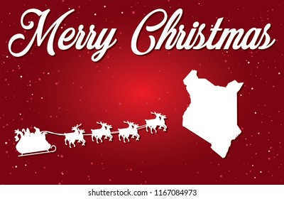 Merry Christmas Illustration with Santa landing in the Country of Kenya