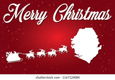 A Merry Christmas Illustration with Santa landing in the Country of Sierra Leone