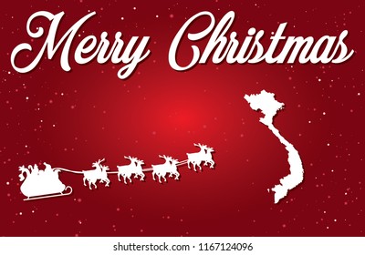 A Merry Christmas Illustration with Santa landing in the Country of Vietnam