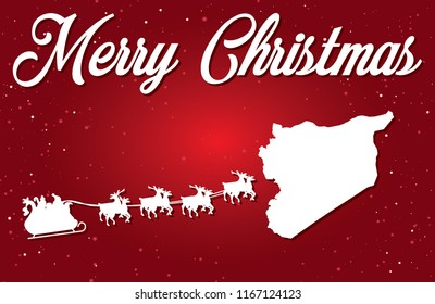 A Merry Christmas Illustration with Santa landing in the Country of Syria