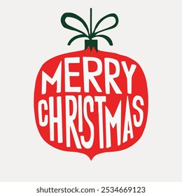 Merry Christmas illustration with slogan. Hand drawn Christmas text. Vector graphic design for t-shirt.