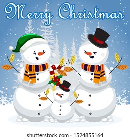 Merry Christmas Illustration with Snow men- Vector format