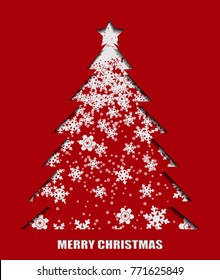 Merry Christmas. Illustration of snowflake pattern in christmas tree shape.