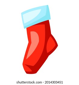 Merry Christmas illustration of sock. Holiday icon in cartoon style.
