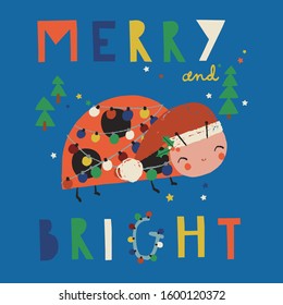 Merry Christmas illustration with text