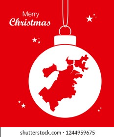 Merry Christmas illustration theme with map of Boston Massachusetts