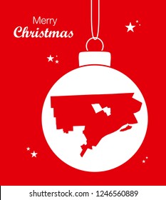 Merry Christmas illustration theme with map of Detroit Michigan