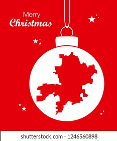 Merry Christmas illustration theme with map of Fort Wayne Indiana