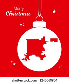 Merry Christmas illustration theme with map of Denver Colorado