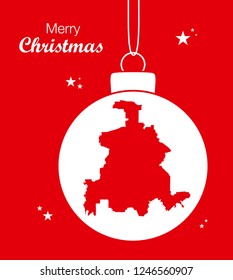 Merry Christmas illustration theme with map of Dallas