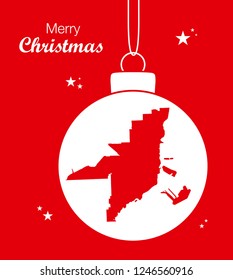 Merry Christmas illustration theme with map of Miami Florida