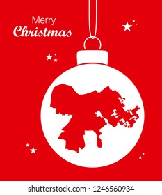Merry Christmas illustration theme with map of Louisville Kentucky