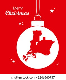 Merry Christmas illustration theme with map of Long Beach California