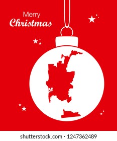 Merry Christmas illustration theme with map of San Diego