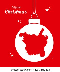 Merry Christmas illustration theme with map of Raleigh North Carolina