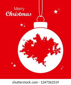 Merry Christmas illustration theme with map of Wichita Kansas