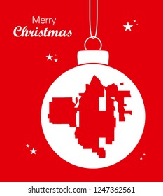 Merry Christmas illustration theme with map of Santa Ana California