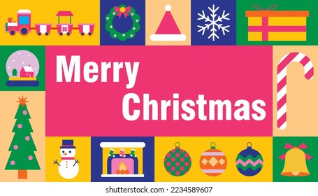 Merry Christmas illustration vector with bright colors and cute design can be used for greeting card, invitation, cover, wallpaper, and more 