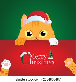  Merry Christmas illustrations of cute cats. vector illustration character. For winter and Christmas.