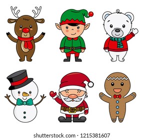 Merry Christmas illustrations set