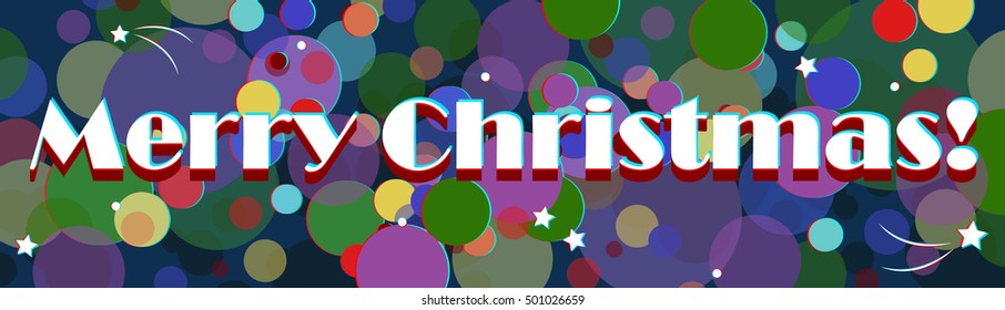 Merry Christmas image with 3D effect. Poster, banner or invitation. Optical illusion. Vector