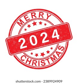 Merry Christmas. Impression of a round stamp with a scuff. template for greeting cards, banners, prints, stickers, websites, social networks and creative design