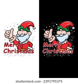 Merry Christmas including funny Santa Claus vector illustration.