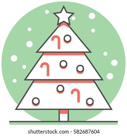 Merry Christmas - Infographic Icon Elements from Christmas and New Year Set. Flat Thin Line Icon Pictogram for Website and Mobile Application Graphics.