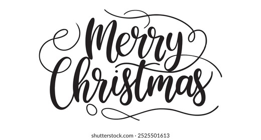 Merry Christmas inscription, beautiful wishing inscription, vector illustration